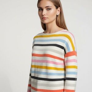 🌻Joules Uma Multicolor Stripe Cotton Wool Blend Knit Pullover Sweater Size 6